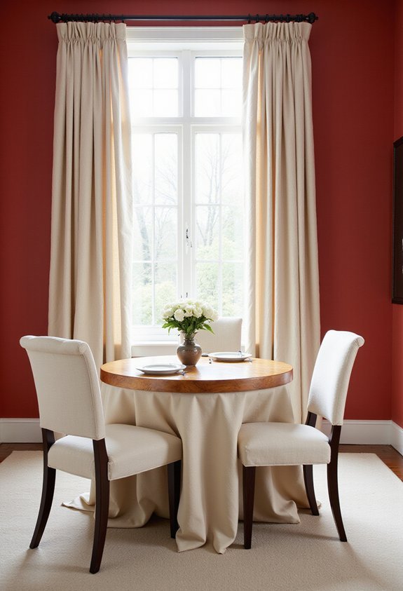 balanced red with neutral accents