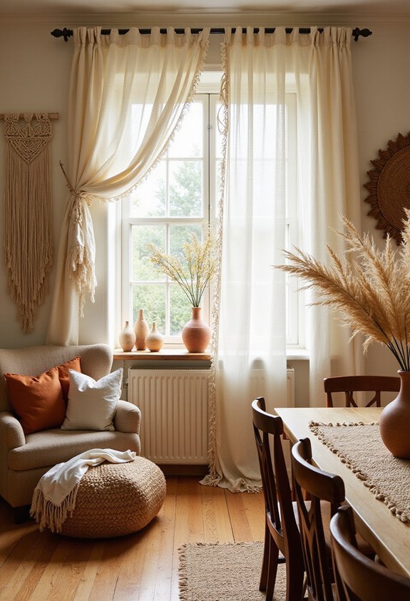 boho fringy textural dancing curtains