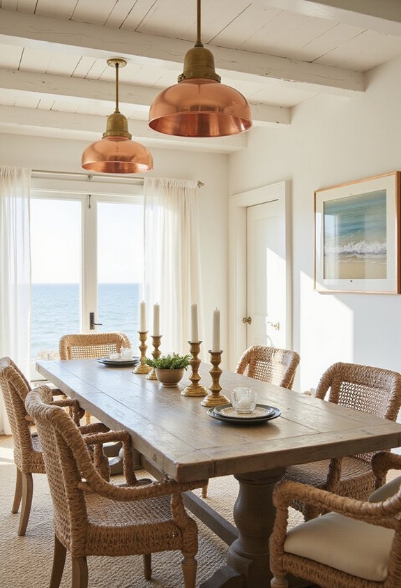 coastal warmth through brass and copper