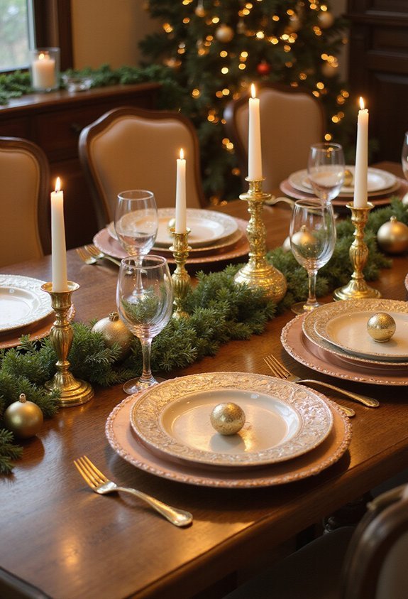 cohesive metallic dining room decor