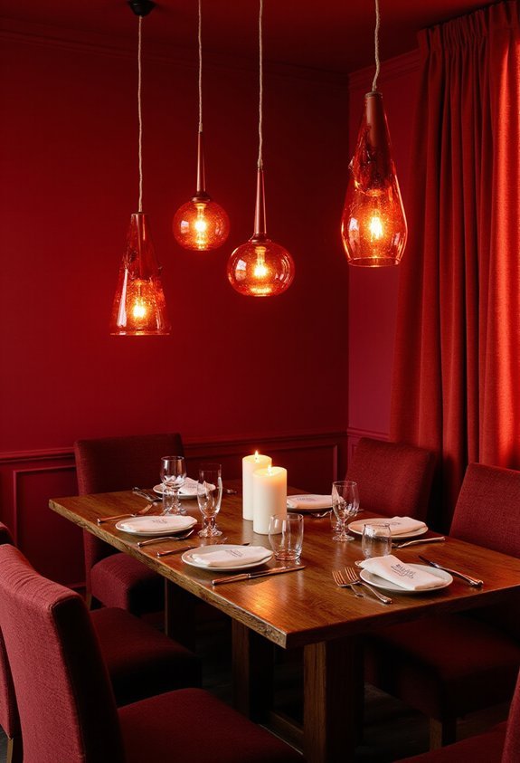crimson dining room ambiance
