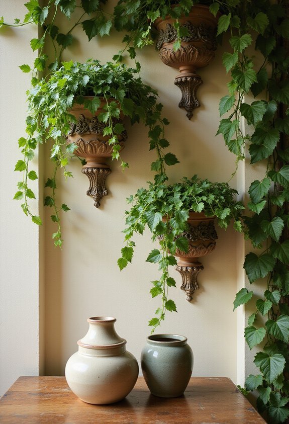 decorative wall hanging ivy planters