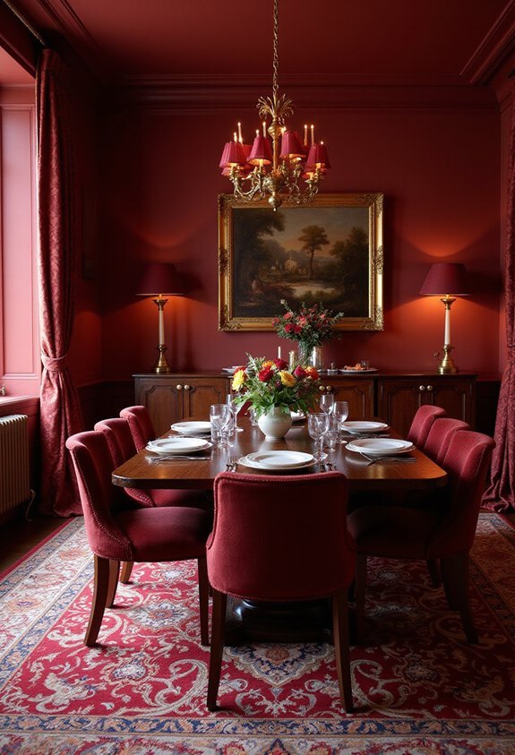 dining room red area rug
