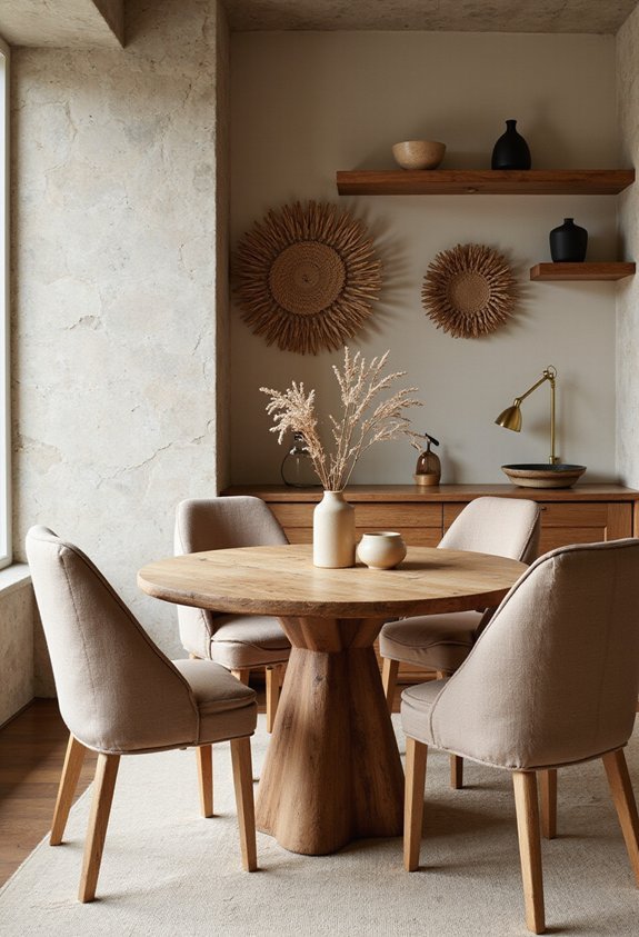 elegant rustic natural material dining room