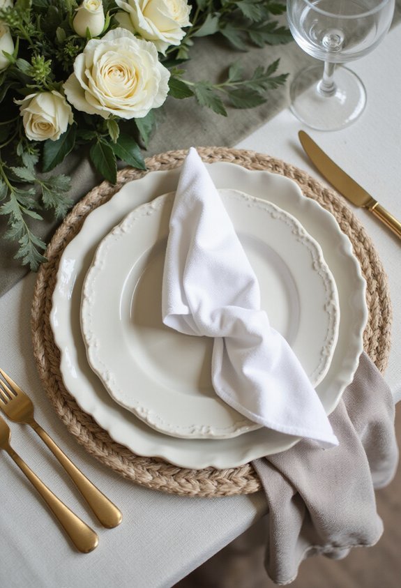 elevate buffet with stylish plates and napkins