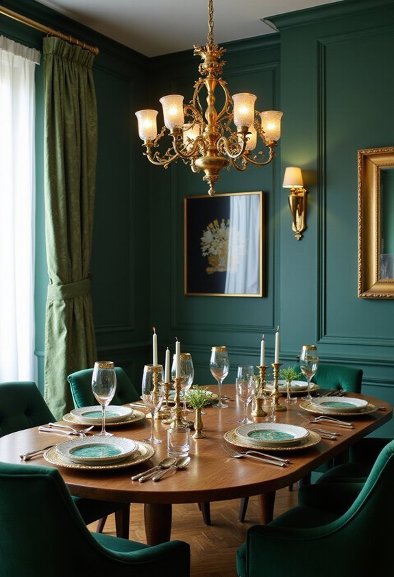 elevated green dining room opulence