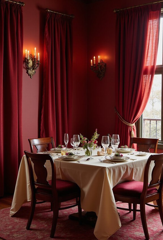 fancy sophisticated burgundy curtain transformation