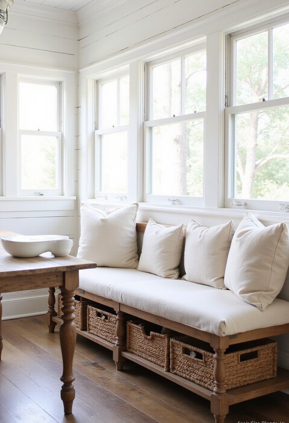 farmhouse charm storage and seating