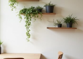 floating cascading calming minimalist wall plants