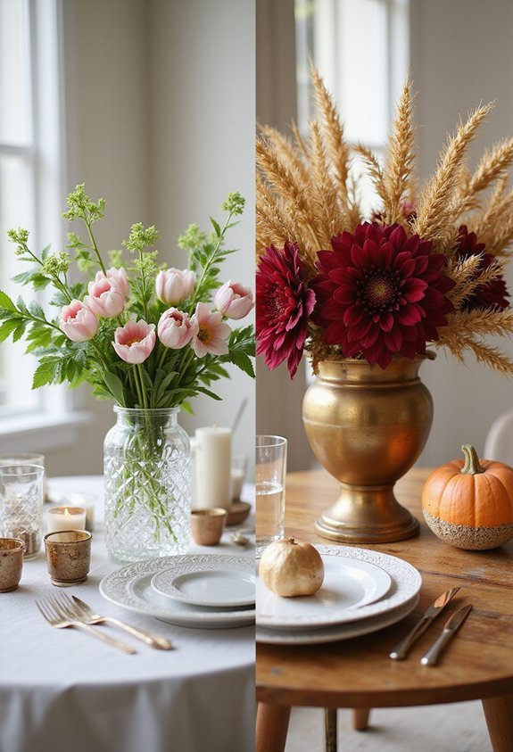 fresh florals vs cozy harvests