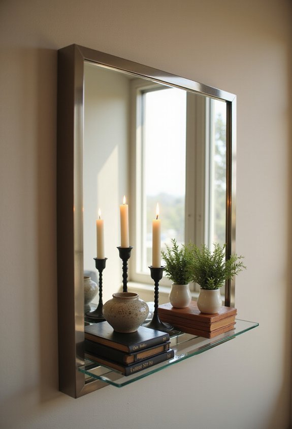 functional and stylish shelved mirrors