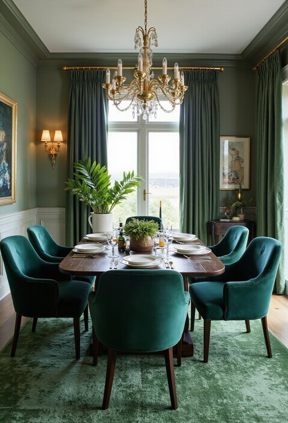 grounding dining space with green