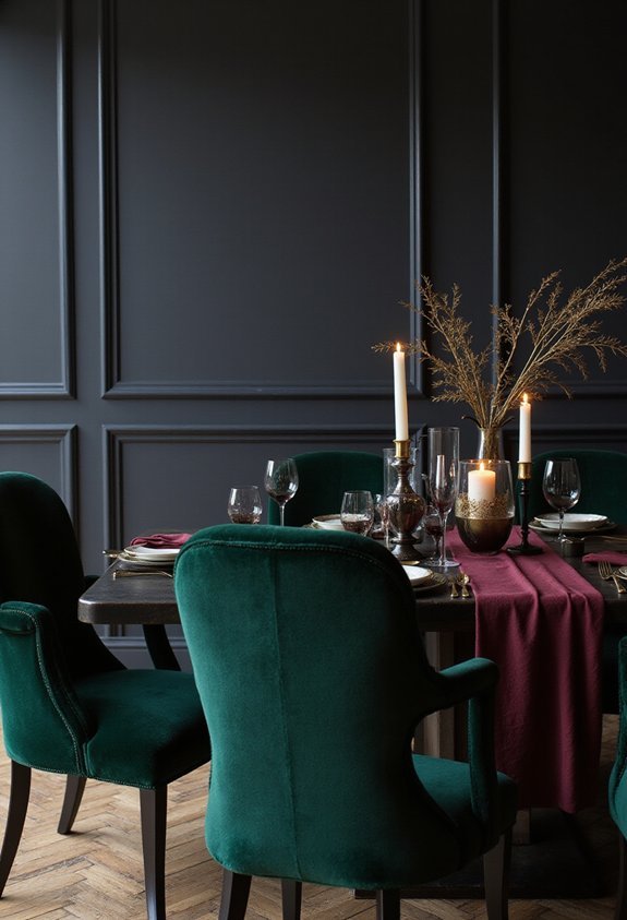 jewel toned upholstery elevates moody interiors