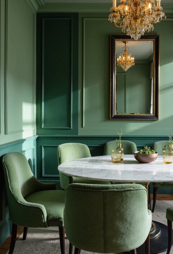 layered green paint creates depth