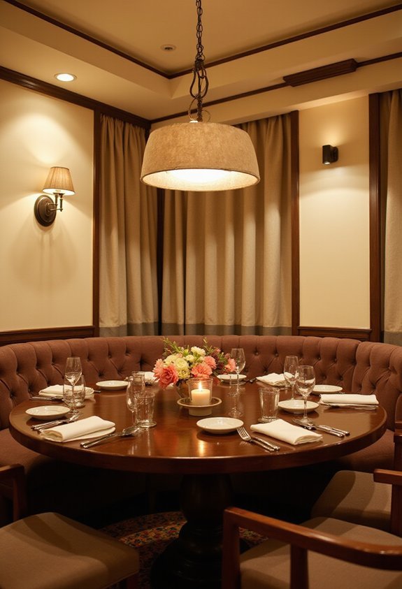 layered lighting for dining ambiance