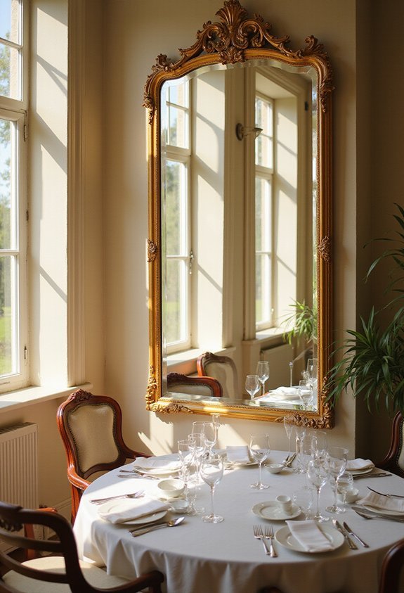 strategically placed mirrors amplify natural light