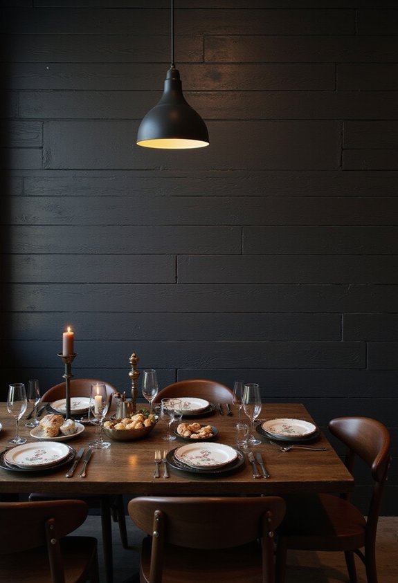 textured black shiplap accent wall