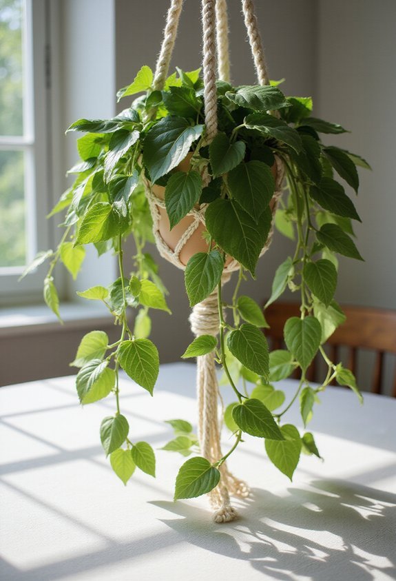 trailing vines living chandelier above table