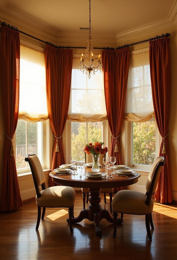 warm cozy layered window treatments