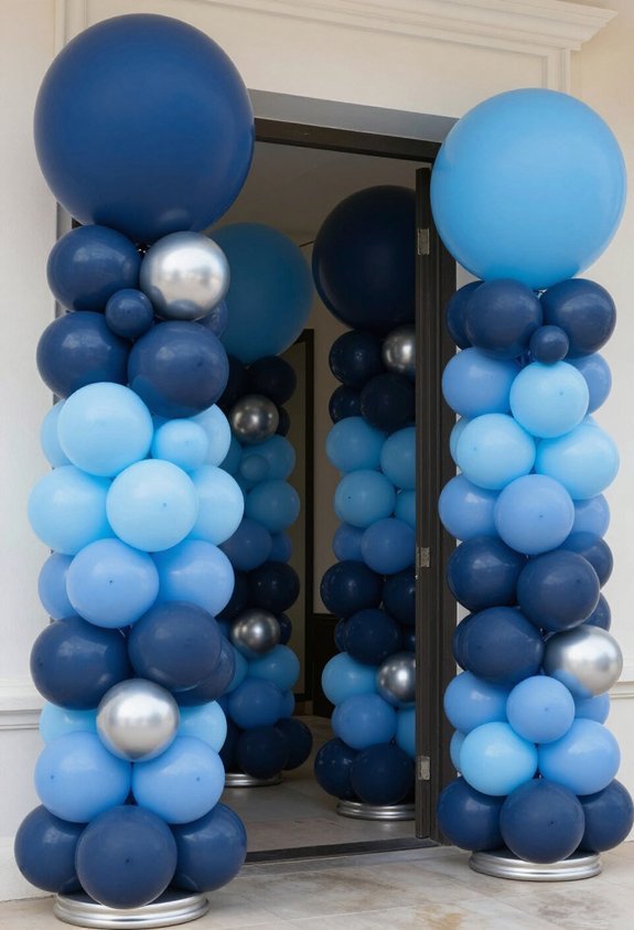 bold blue balloon columns