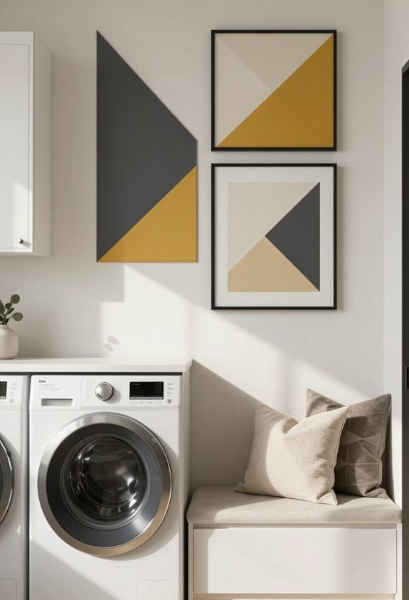 bold geometric laundry room decor