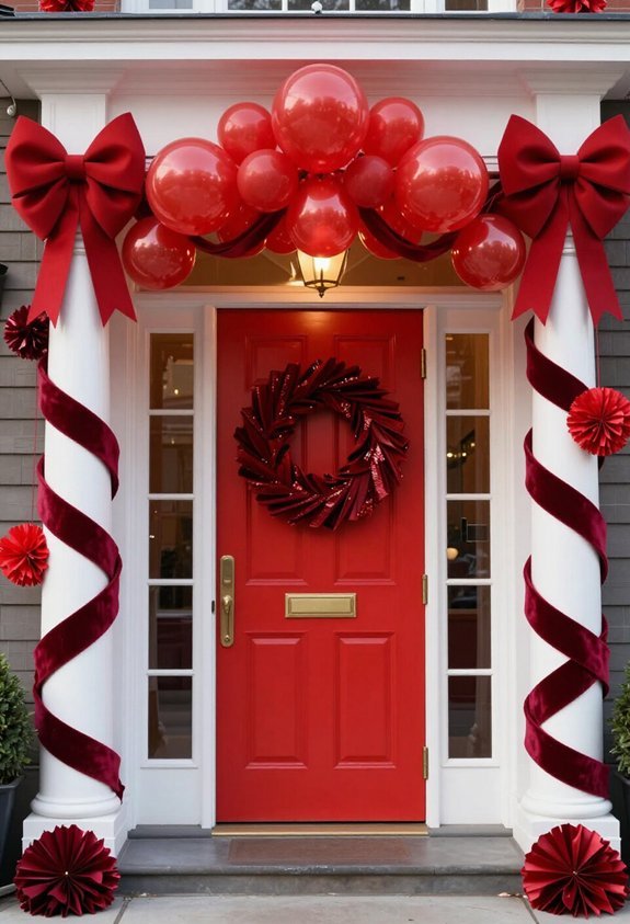 bold red entrance decorations