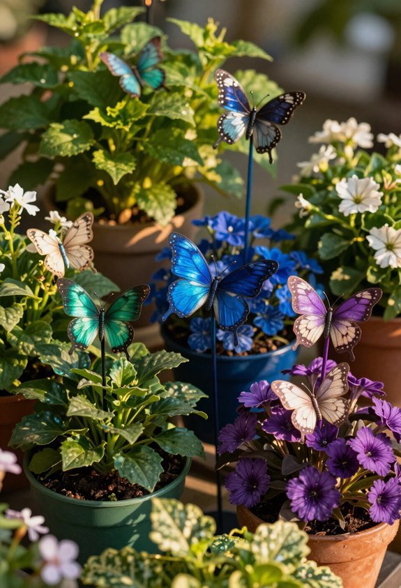 butterfly themed potted plant decorations