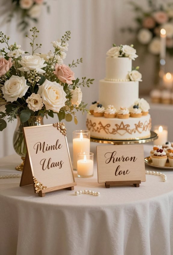 charming personalized cake signs