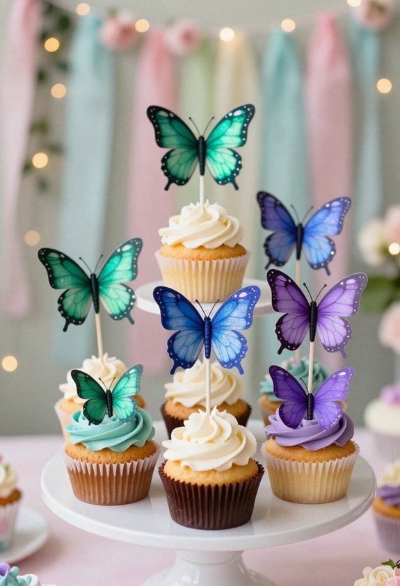 colorful butterfly cupcake toppers
