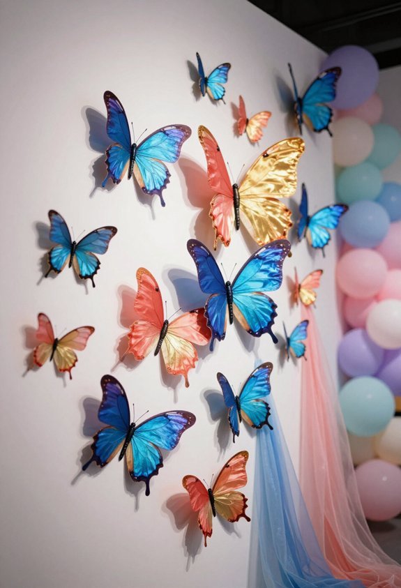 colorful butterfly wall installation
