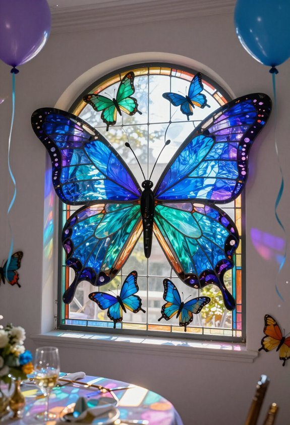 colorful butterfly window panels