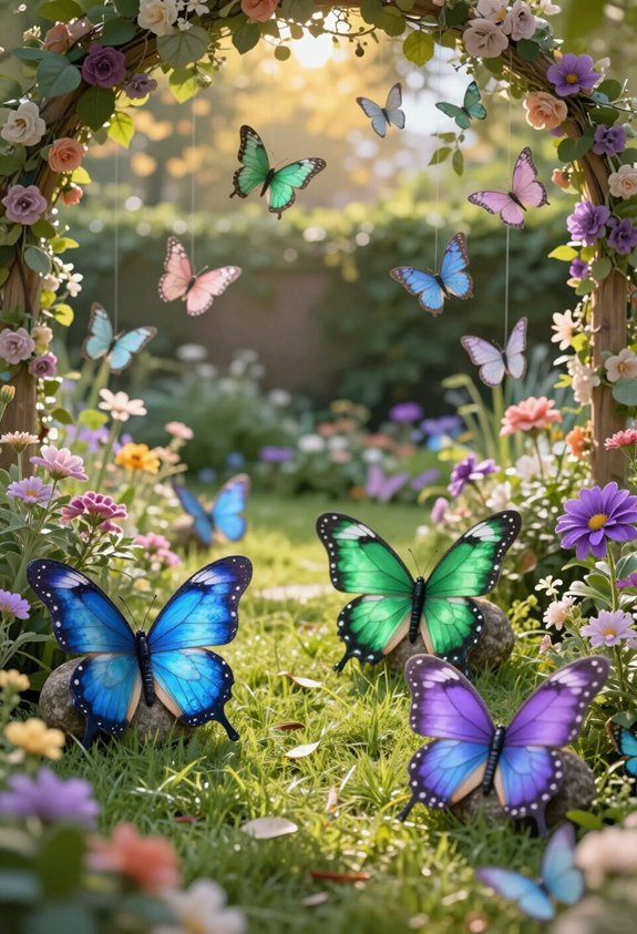 colorful painted rock butterflies