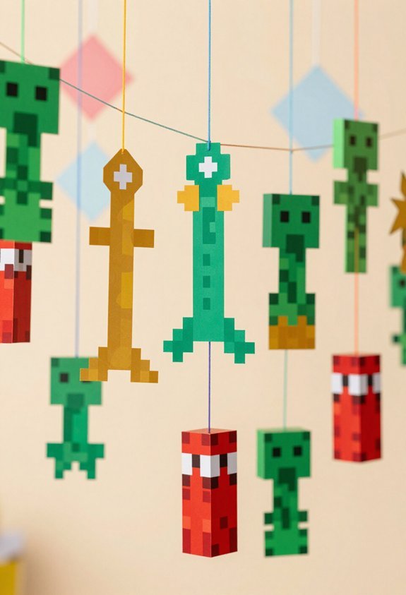 colorful pixel art garlands