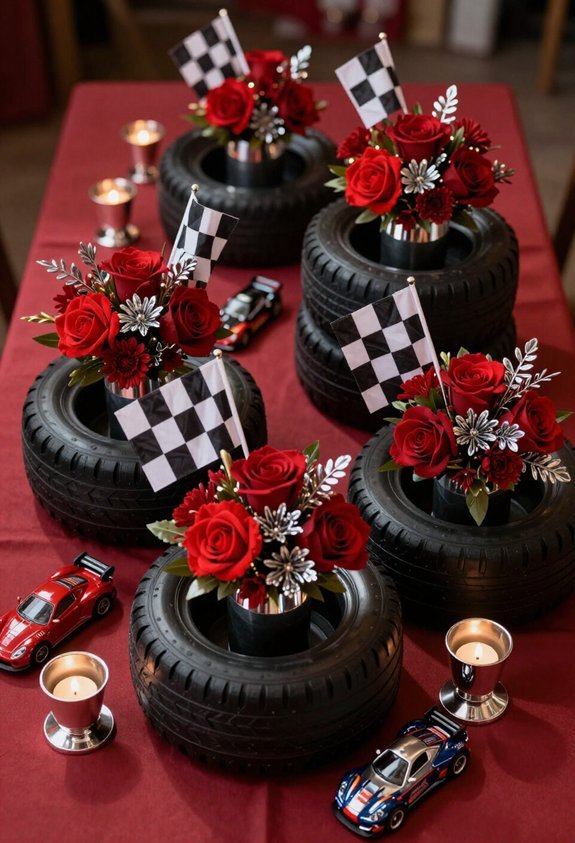colorful racing tire decorations
