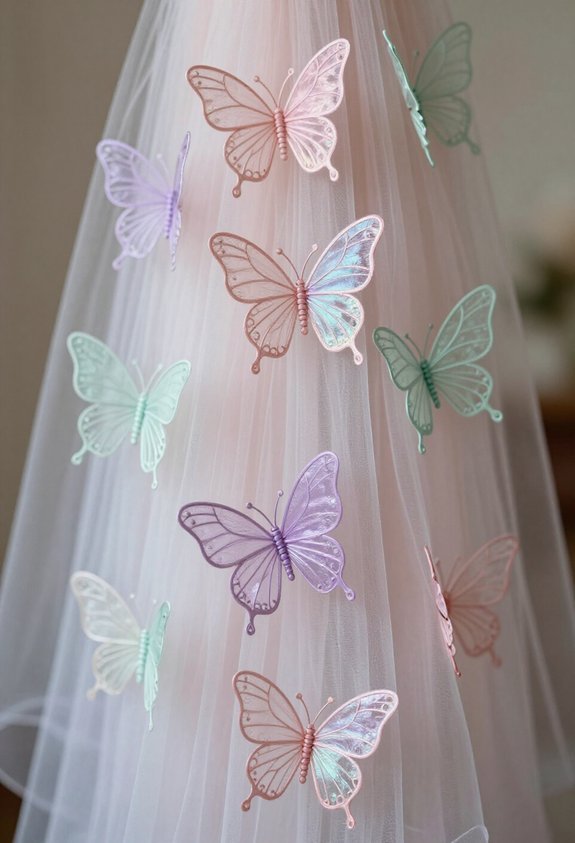 colorful wire and tulle butterflies