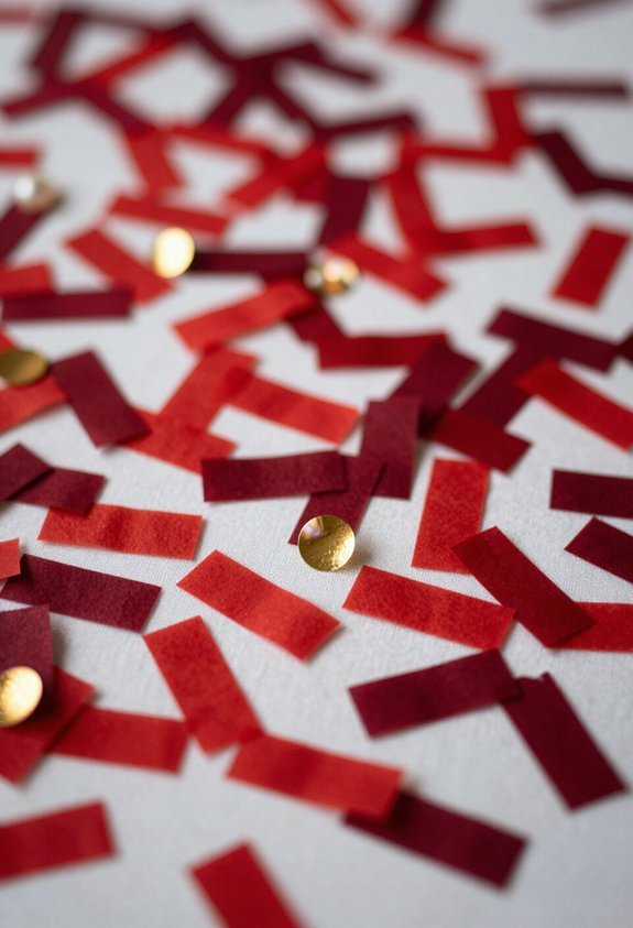 crimson confetti table decorations