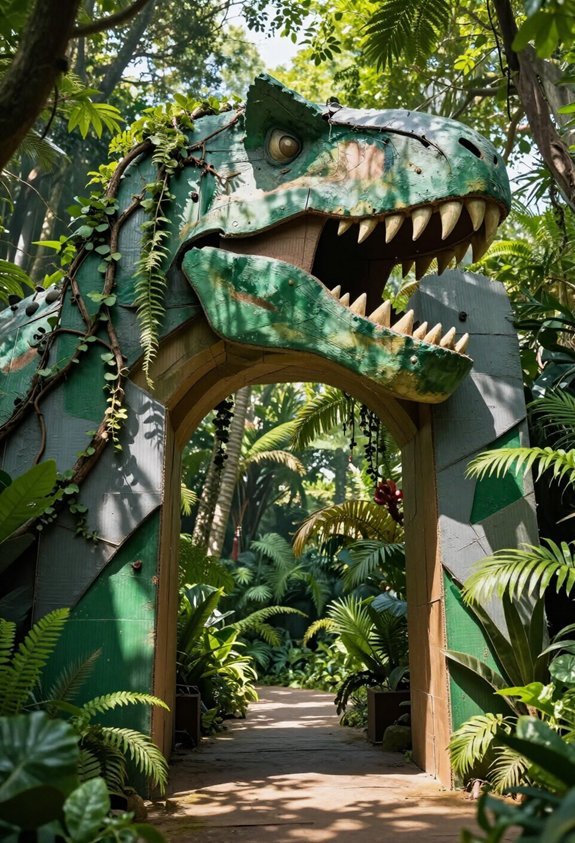 dinosaur themed party entrance gate