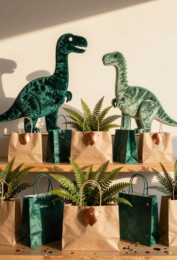 dinosaur themed swag bag station
