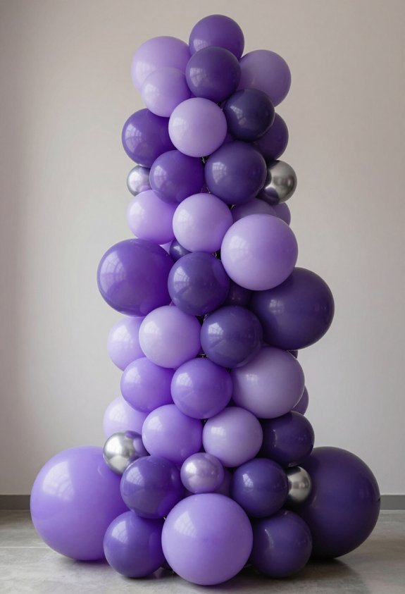 diy elegant purple balloon columns