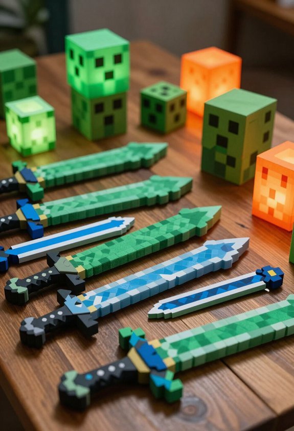 dramatic minecraft sword displays