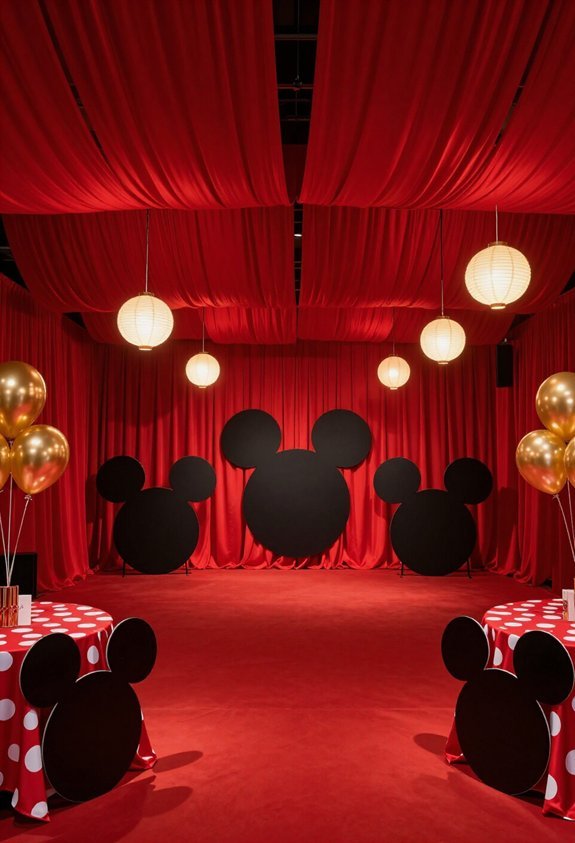 dramatic red fabric draping