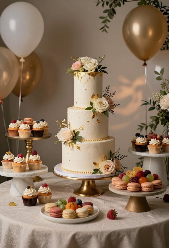 elegant 50th birthday cake setup