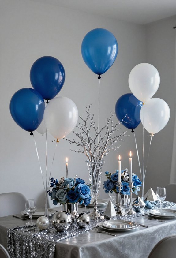 elegant blue silver centerpieces