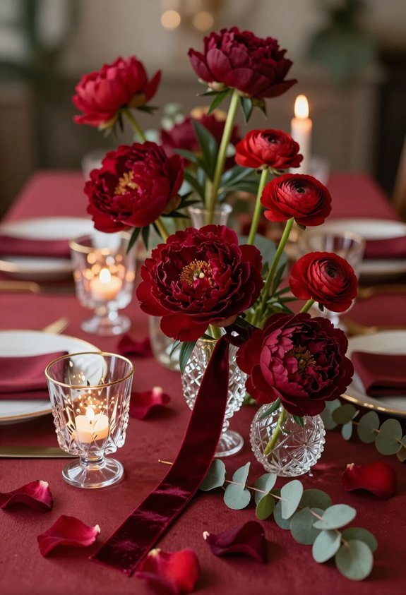 elegant deep rose centerpieces