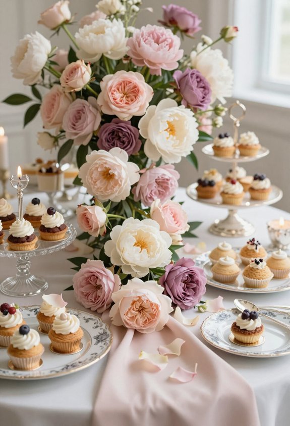 elegant floral dessert display