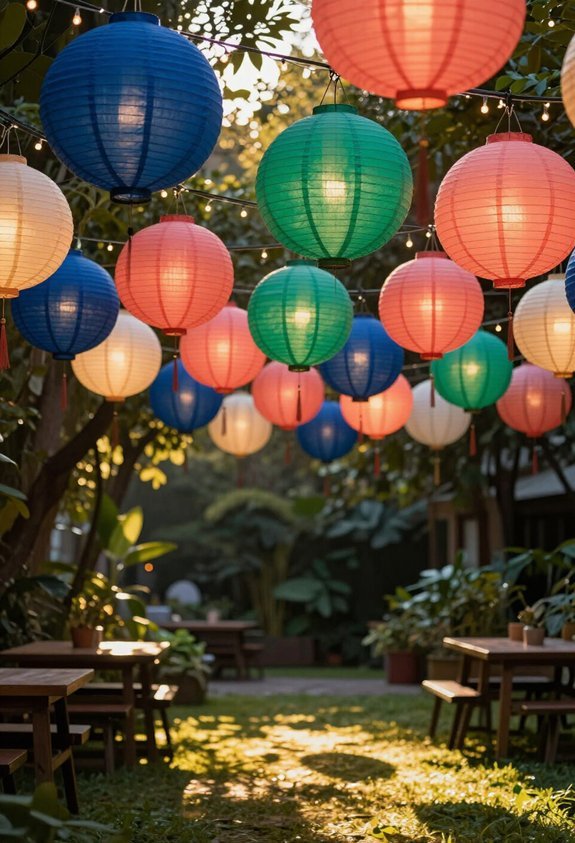 elegant overhead paper lanterns