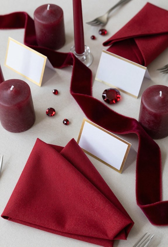 elegant red napkin settings