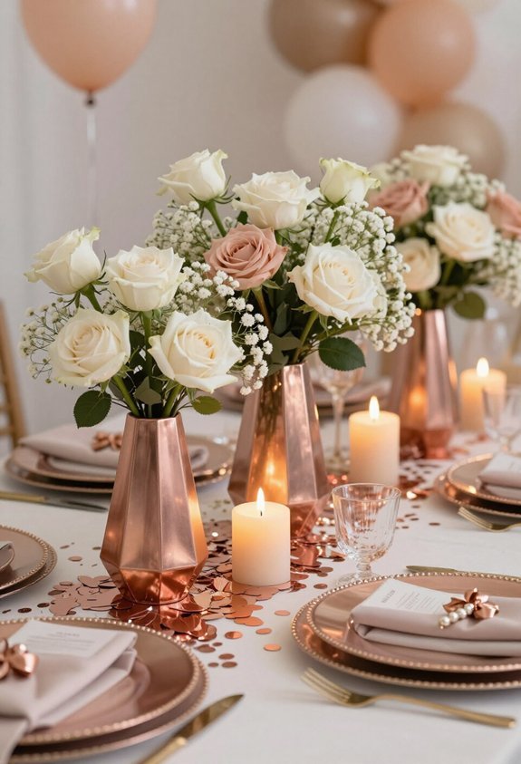 elegant rose gold centerpieces