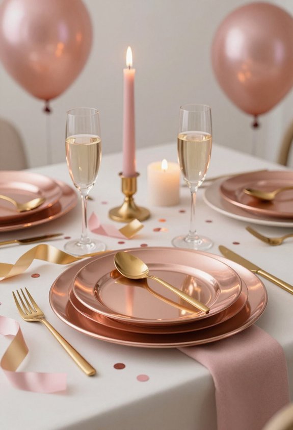 elegant rose gold chargers