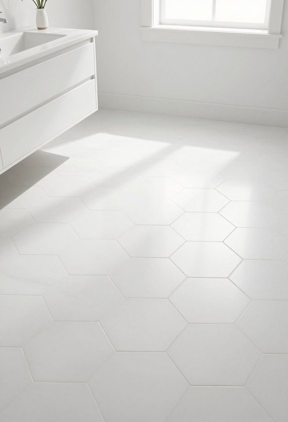 elegant white hexagon tiles